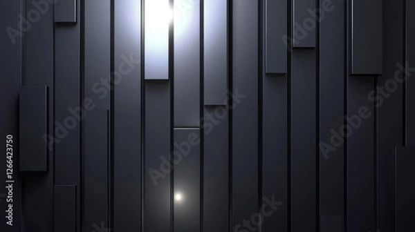 Fototapeta Dark, abstract, geometric wall; overlapping rectangular panels -ai