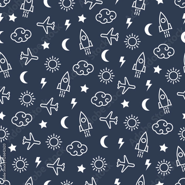 Fototapeta Sky seamless pattern. Vector illustration.