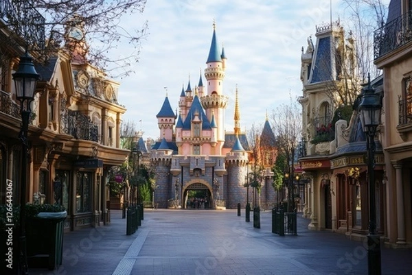 Obraz Outdoor photo of disneyland paris with generative ai