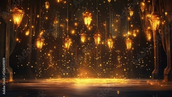 Obraz Magical lamps illuminate ancient hall