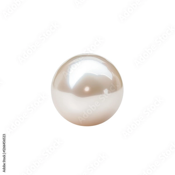 Fototapeta A smooth, lustrous pearl with a creamy hue, Isolated on white background.