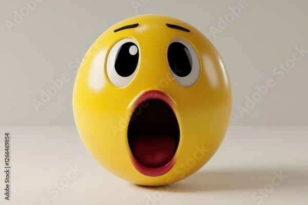 Obraz 3D shocked emoji with detailed open mouth