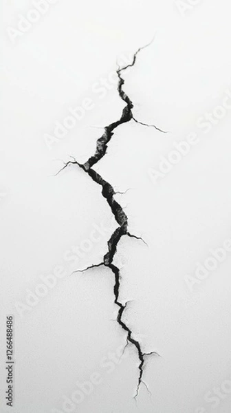 Fototapeta Cracked Wall Texture Isolated on White Background for Design Use