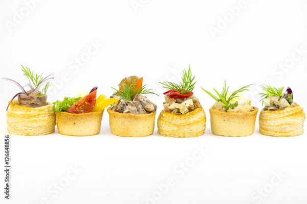 Obraz Mini Canape with meat and vegetables