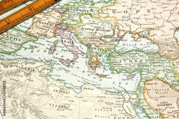 Obraz Vintage mapa i wykres