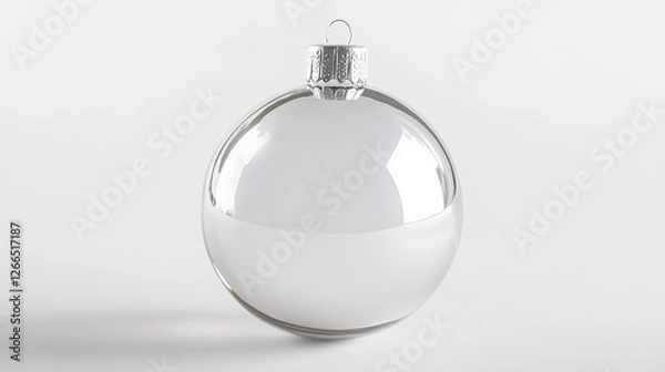 Fototapeta Reflective glass Christmas ball adorns a snow-white backdrop, capturing the essence of holiday joy and festive spirit
