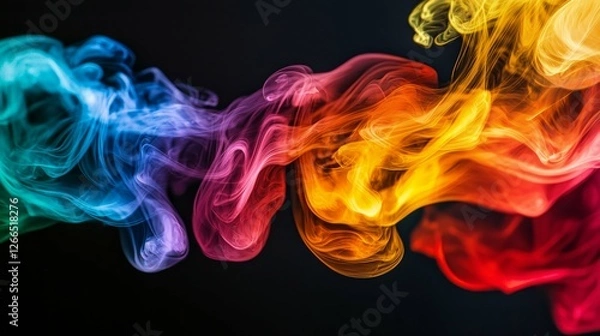 Fototapeta Colorful Smoke Swirls Flowing Across Dark Background in Motion