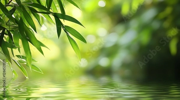 Fototapeta bamboo leaves in water