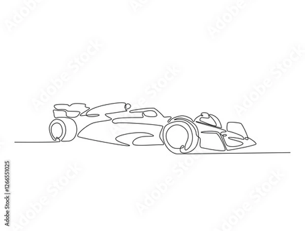 Fototapeta Continuous line art drawing of Formula one F1 racing car. Formula car sports line art drawing vector illustration. Editable stroke.