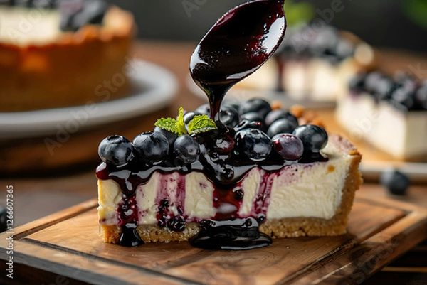Obraz Blueberry Cheesecake with Drizzle