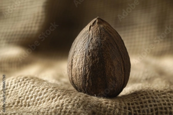 Fototapeta Single dark coconut burlap background studio shot