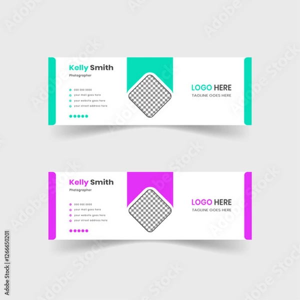 Obraz Corporate email signature template with two different color in horizontal design.