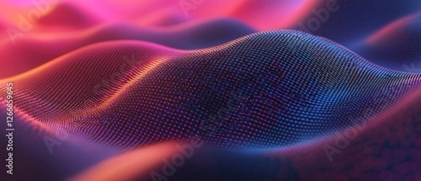 Obraz Abstract digital waves, vibrant colors, data flow