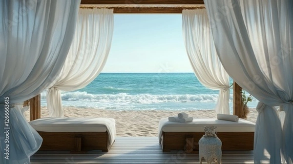 Obraz Serene Beachfront Relaxation: Luxurious Spa Day by the Ocean