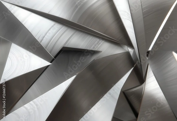 Fototapeta Geometric Metallic Structure Interplay of Light and Shadows on Steel Surface