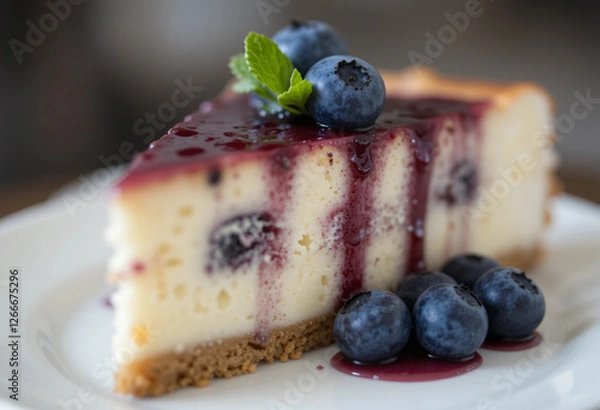 Obraz cheesecake with blueberries