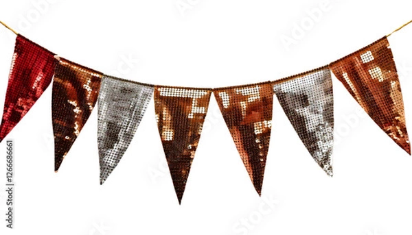 Fototapeta Sequins party bunting banner decor. Sparkly festive decoration.