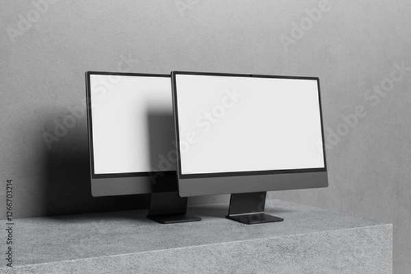 Fototapeta Imac with blank screen for mockup. 3D device mockup