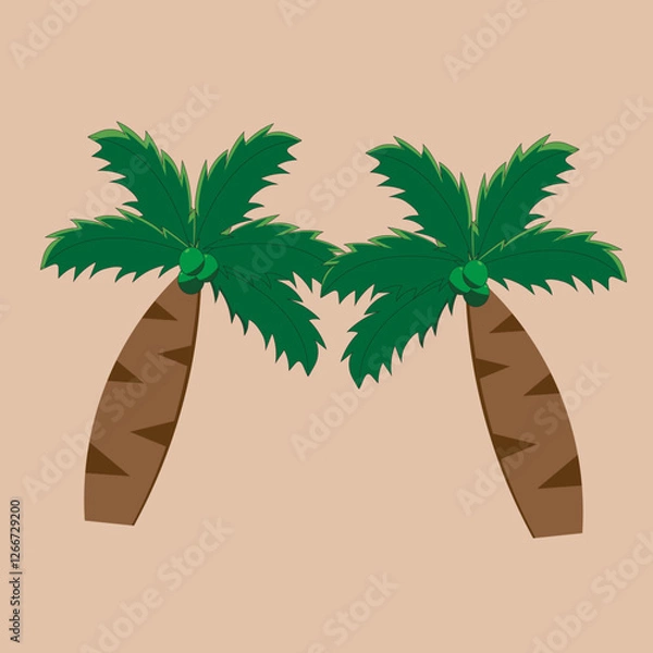 Obraz Cute Cartoon Coconut Tree Illustration