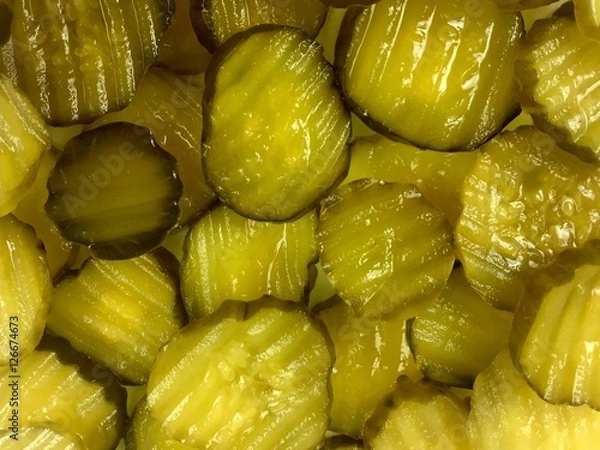 Fototapeta Dill pickle slices filling the frame