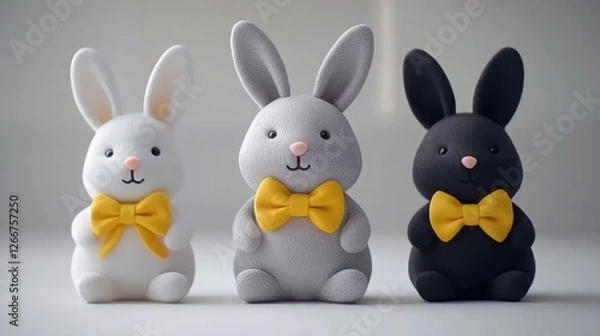 Obraz Playful bunny figurines studio setting decorative content minimalistic environment close-up view whimsical concept