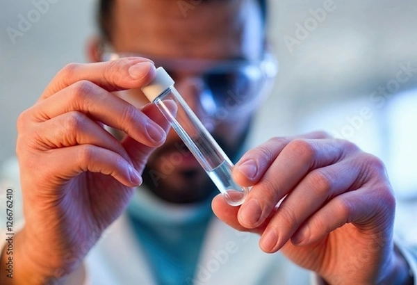 Obraz close up scientist holding tube
