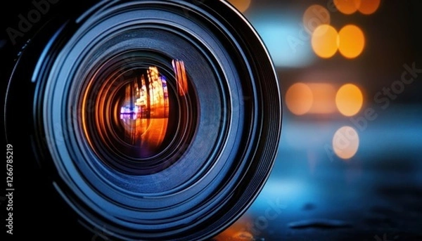 Obraz Camera Lens Close-Up Hyper-Realism Dramatic Lighting