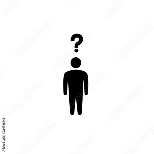 Fototapeta Isolated Silhouette of Person with Question Mark Overhead