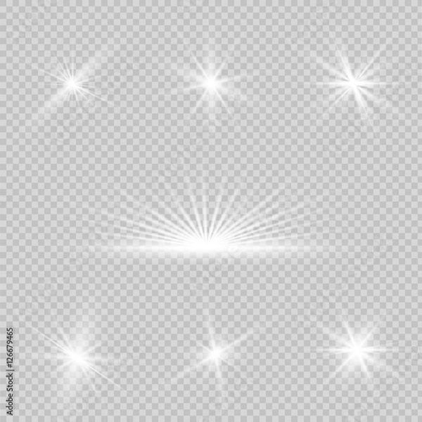 Obraz Glow light effect. Star burst . illustration. Set