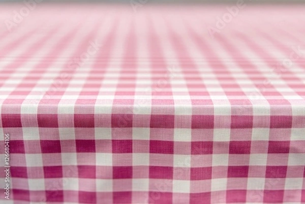 Fototapeta A pink and white checkered tablecloth with a simple yet elegant design, suitable for various events and celebrations
