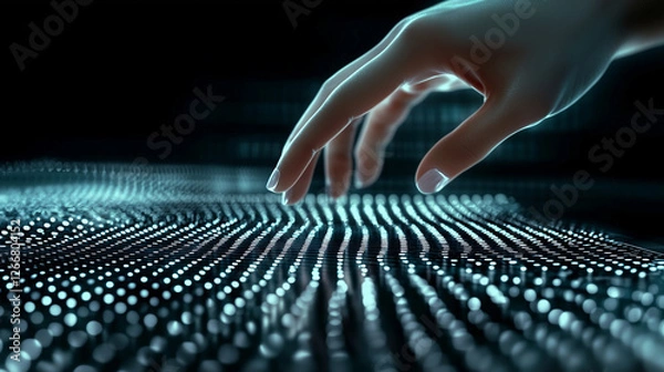 Fototapeta Futuristic Holographic Network Interface for Digital Optimization