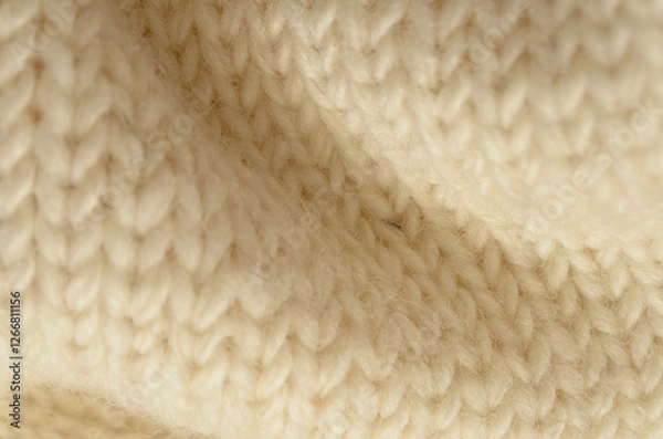 Fototapeta Soft Beige Wool Knitted Fabric Texture Close-up
