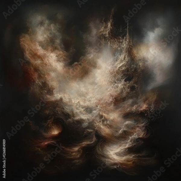 Obraz Abstract painting of a stormy sea and a sinking ship