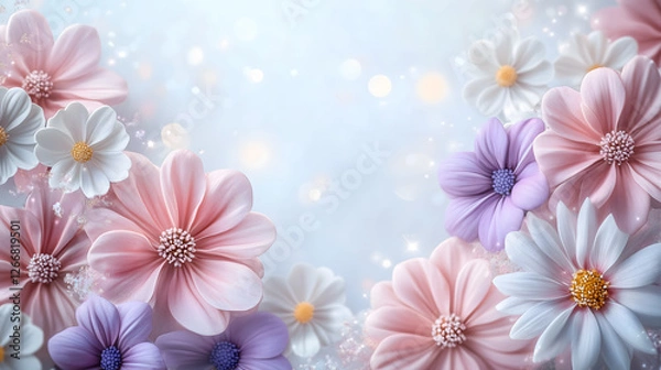 Fototapeta Soft and Elegant Floral Arrangement with Pink, Purple, and White Flowers