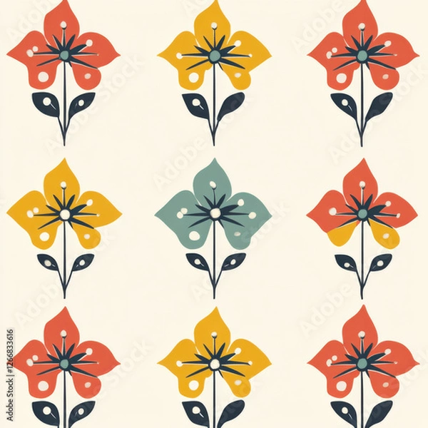 Obraz simple flower pattern in three colors 