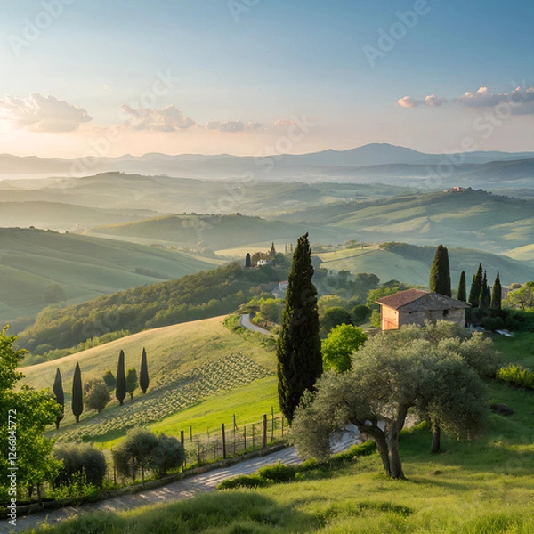 Obraz landscape with church