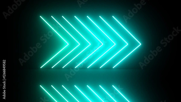 Fototapeta directional neon glowing  arrow animation. Blinking direction arrowhead arrows, pointer loopable overlay footage