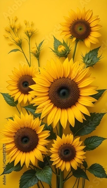 Obraz Sunflowers on yellow background