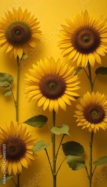 Obraz Sunflowers on yellow background