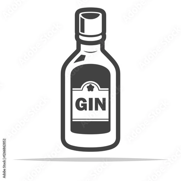 Obraz Gin bottle outline icon transparent vector isolated