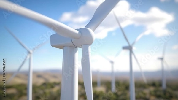 Fototapeta Generate a futuristic wind turbine field