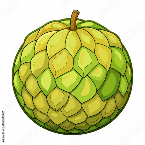 Fototapeta bulging breadfruit sphere  isolated on white