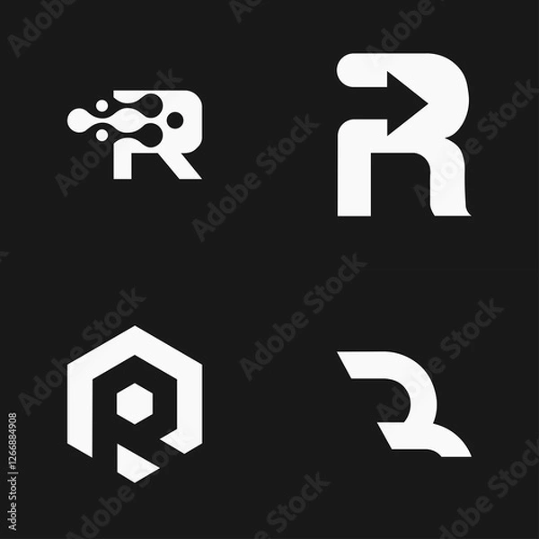 Fototapeta Set of R Letter Initial Logo Design Template Vector Illustration