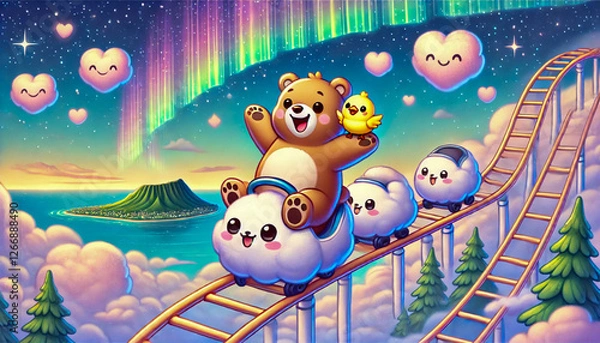 Obraz くまとひよこの夢