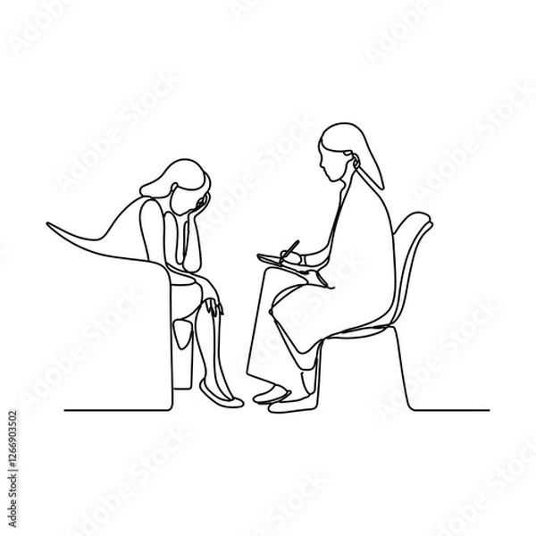 Fototapeta A female psychologist works devotedly to deeply understand the thoughts of a depressed young person and to treat them.