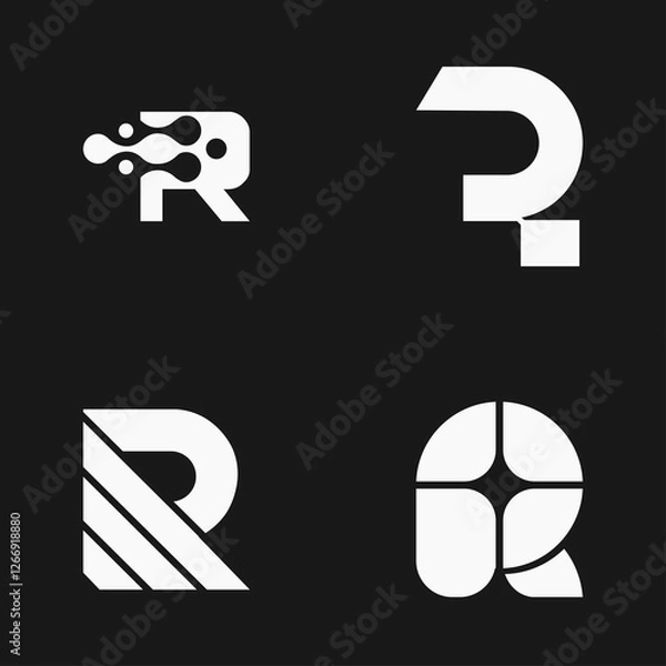 Fototapeta Set of initial letter R logo design. Simple, Modern and Creative logo design.