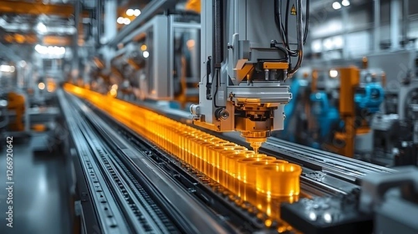 Fototapeta A production line in a factory Producing Plastic