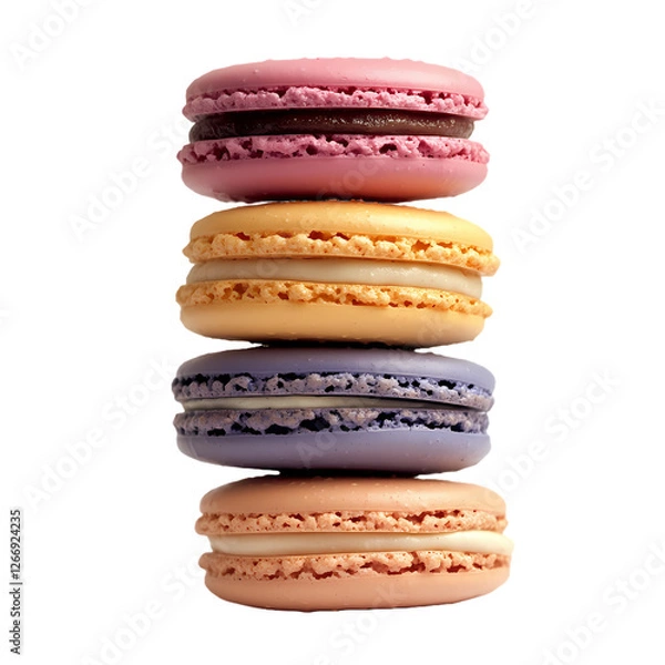 Obraz A stack of colorful macarons, Generative Ai