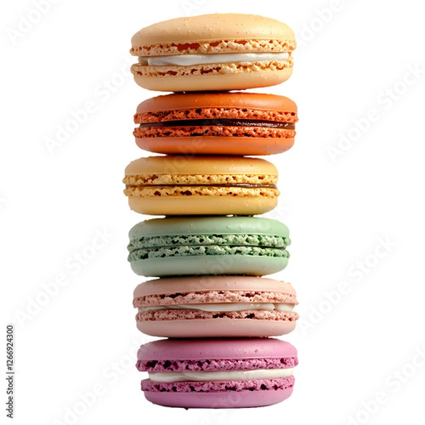 Obraz A stack of colorful macarons, Generative Ai