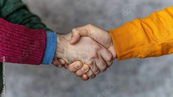 Fototapeta Two People Engaging in a Firm and Positive Handshake Symbolizing Agreement Trust and Professional Collaboration in Business